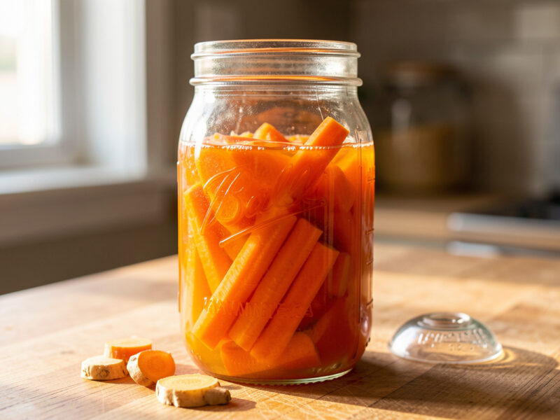 Fermented Carrots Recipe with Ginger (Crunchy + Tangy)