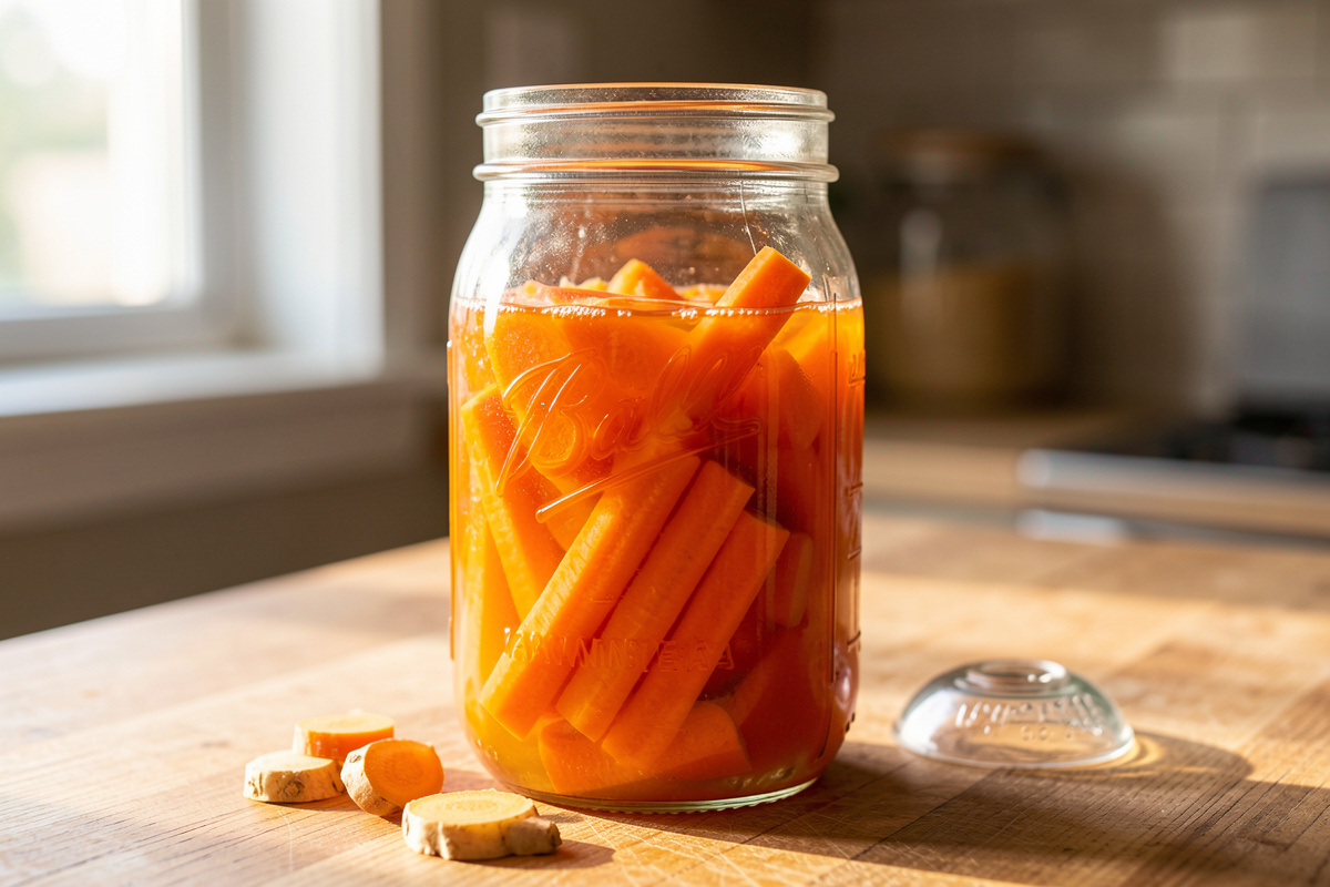 Fermented Carrots Recipe with Ginger (Crunchy + Tangy)