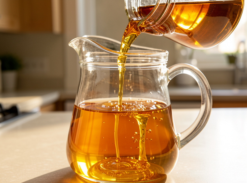Golden honey being poured from a jar into a jug of water to make mead must